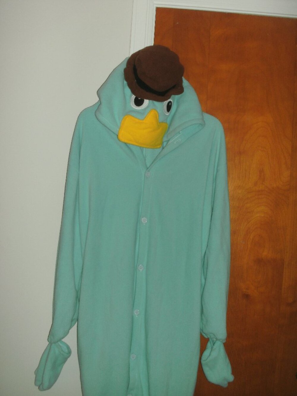 Perry the Platypus Cosplay Costume One Piece Outfit PJs Fleece Phineas & Ferb  L